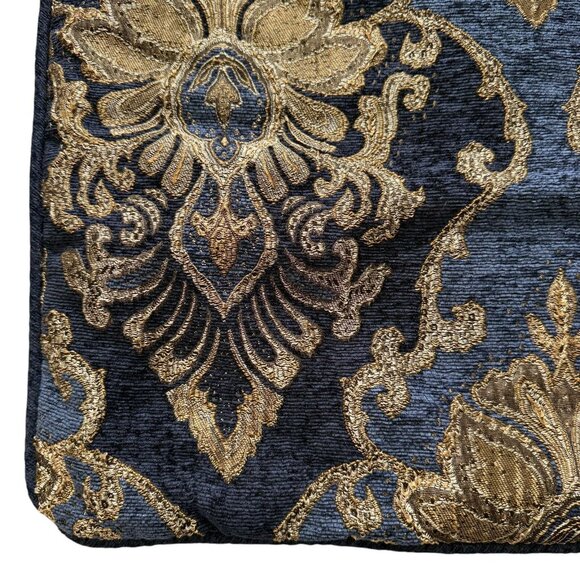 (2) Five Queens Court Woodstock Blue Gold Damask King Sham Pillowcases 35.5” - Picture 3 of 15